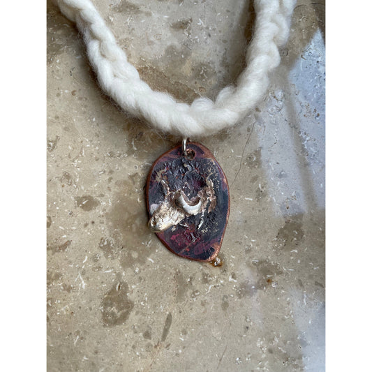 oval drop silver/copper necklace