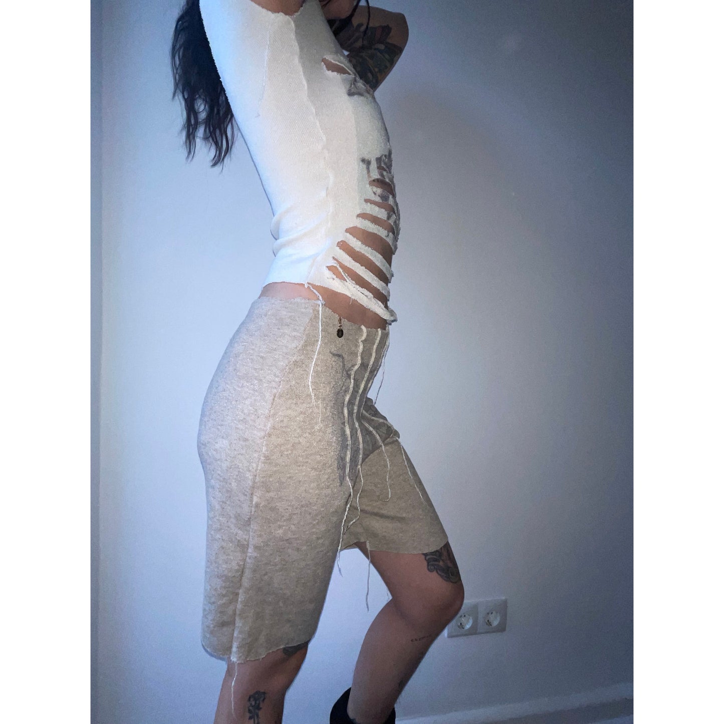 oyster knit shorts