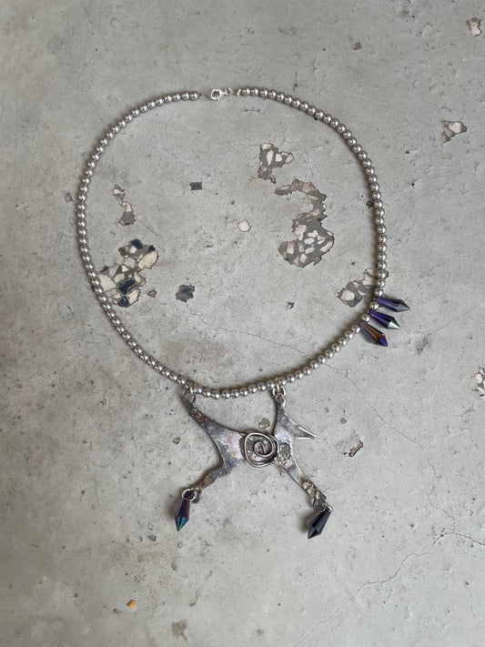 spiral animal silver necklace
