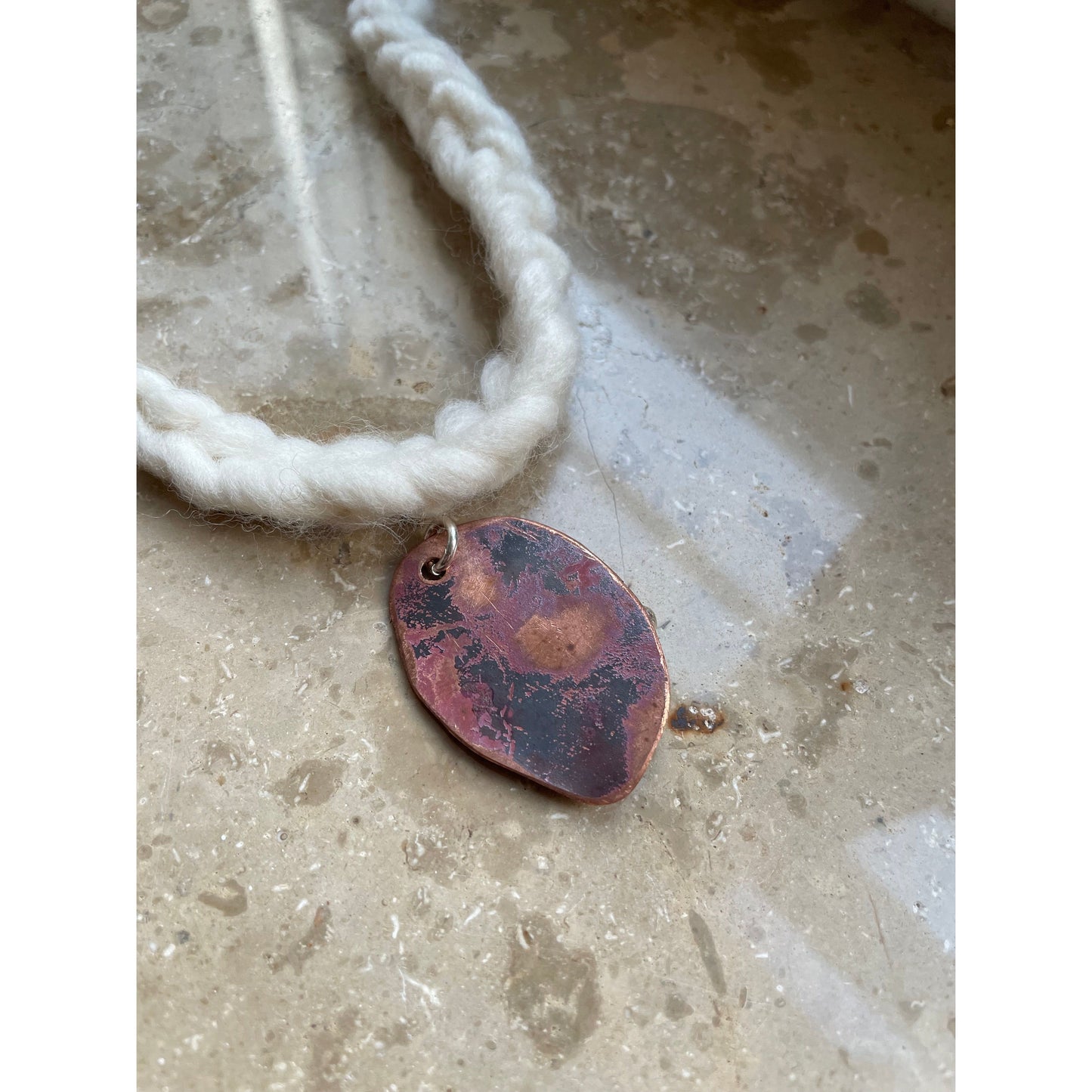 oval drop silver/copper necklace