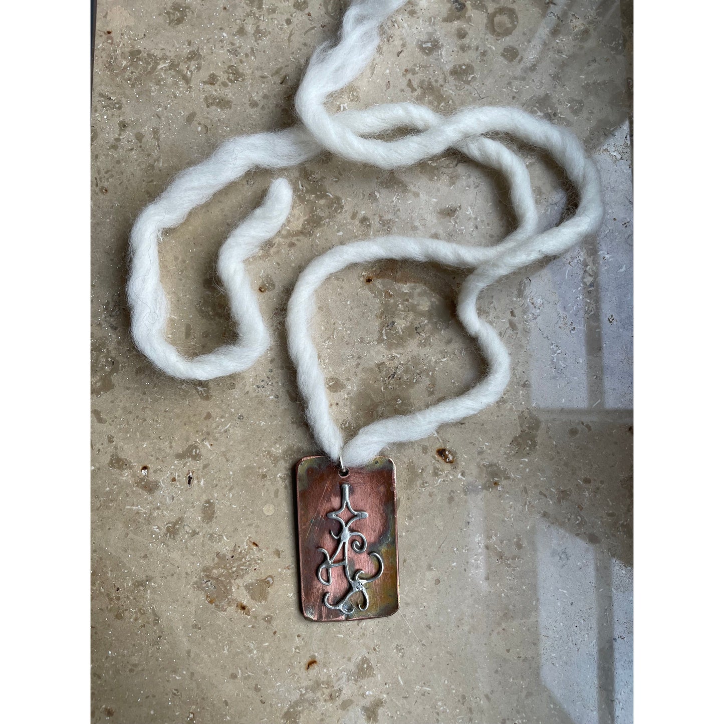 tarot card silver/copper necklace