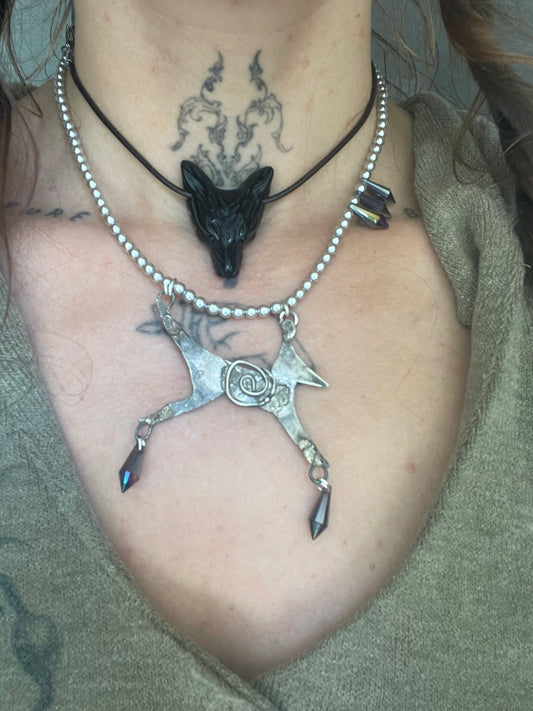 spiral animal silver necklace