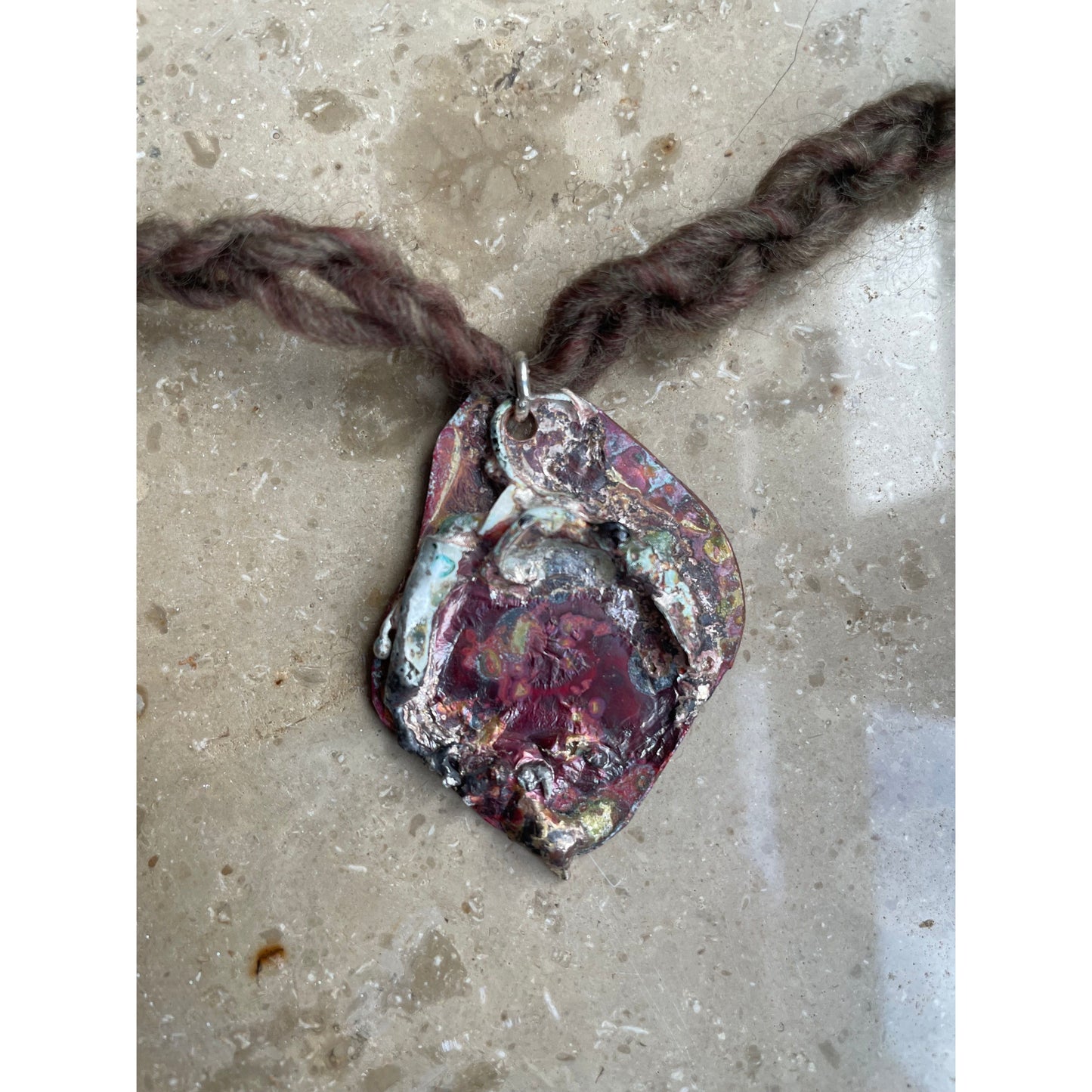 taurus silver/copper necklace