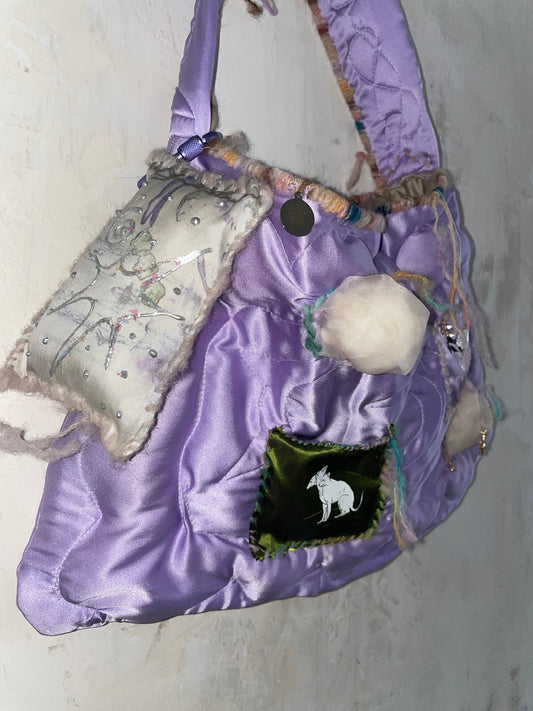 big lilac cloud silk bag