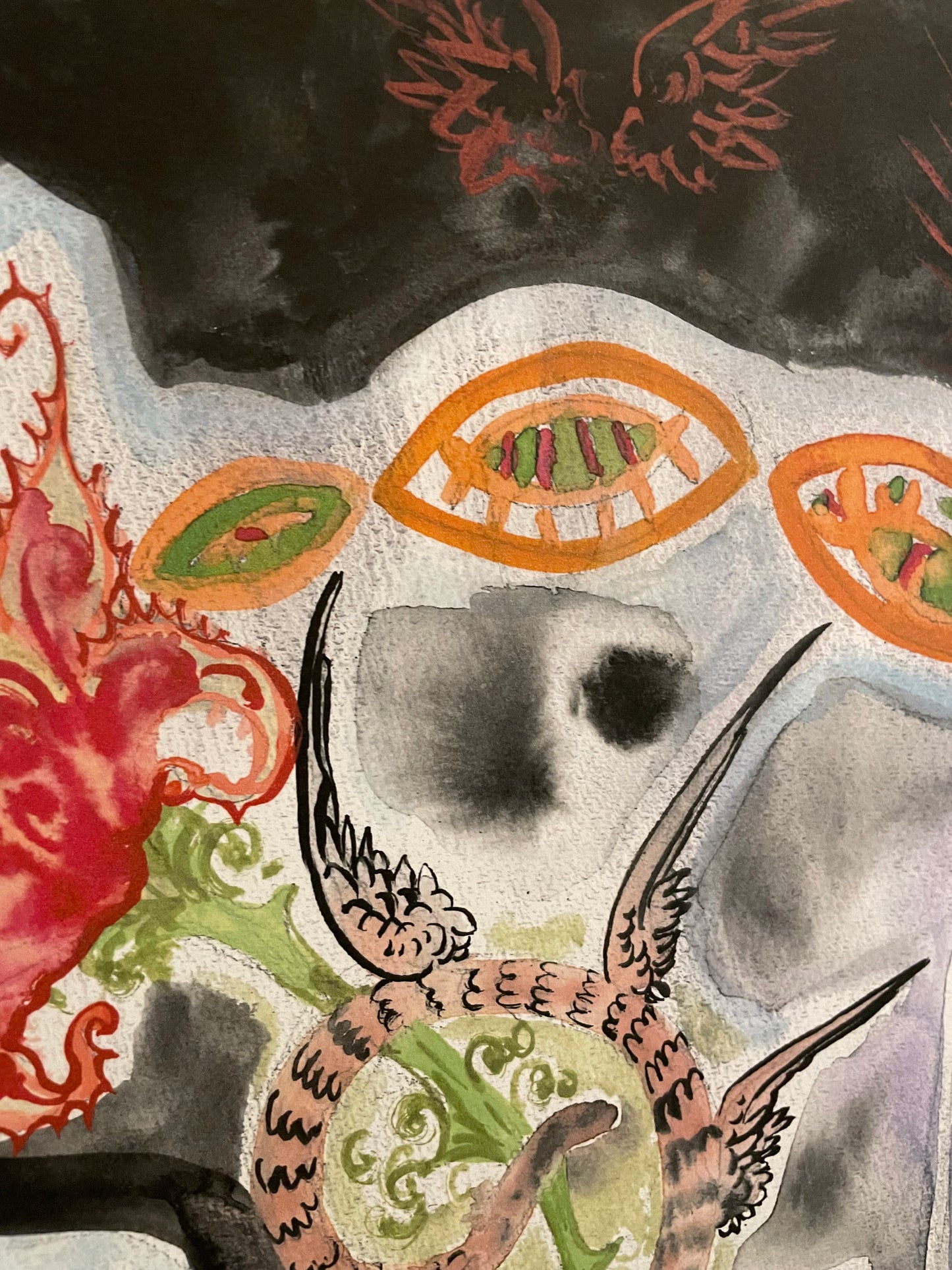 art print winged snake