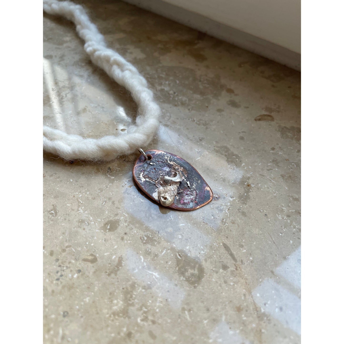 oval drop silver/copper necklace