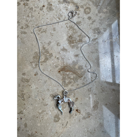 crescent silver necklace
