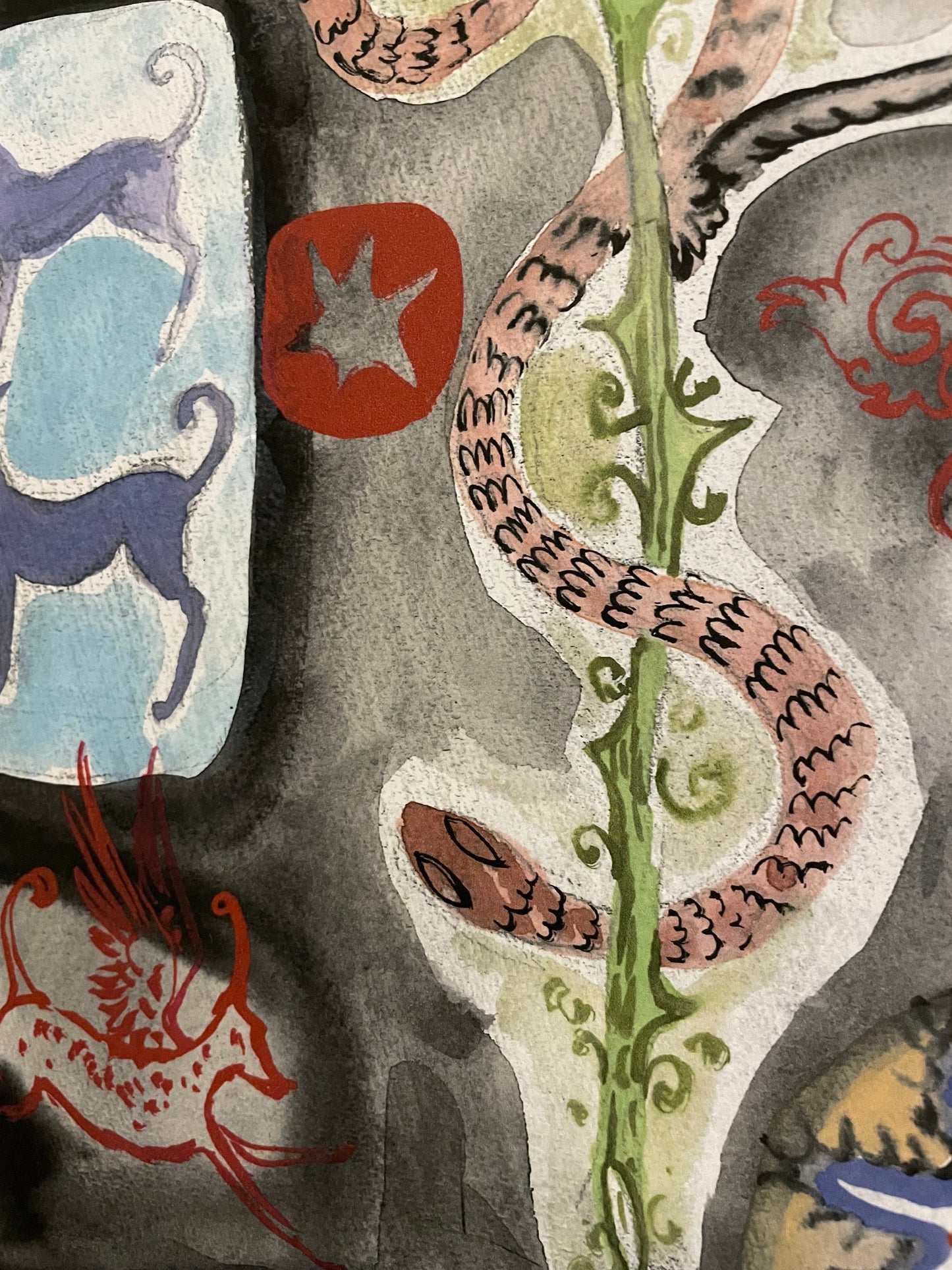art print winged snake