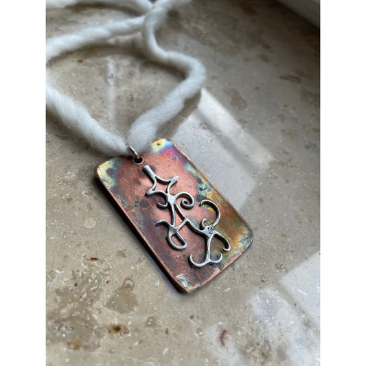 tarot card silver/copper necklace