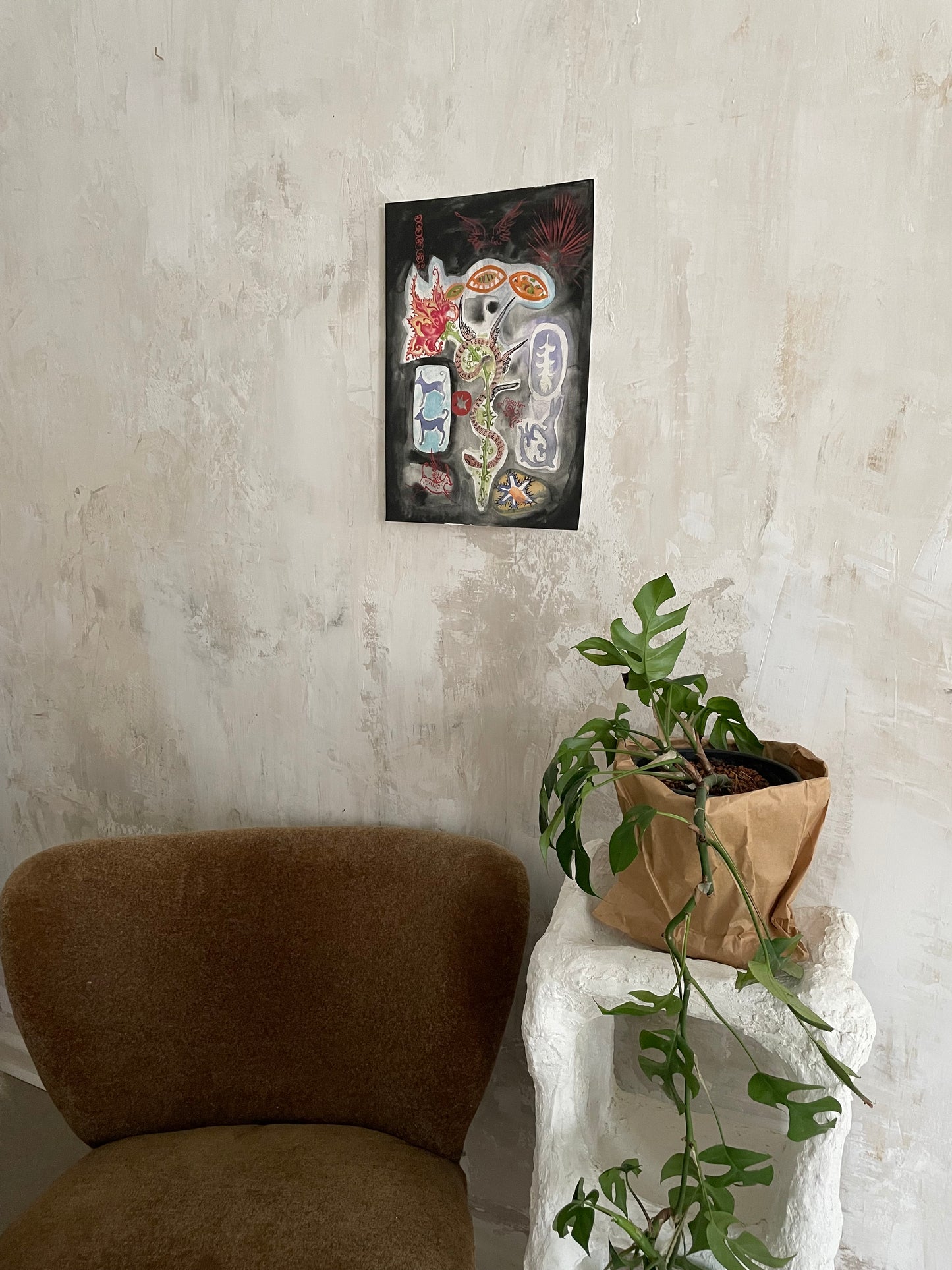 art print winged snake