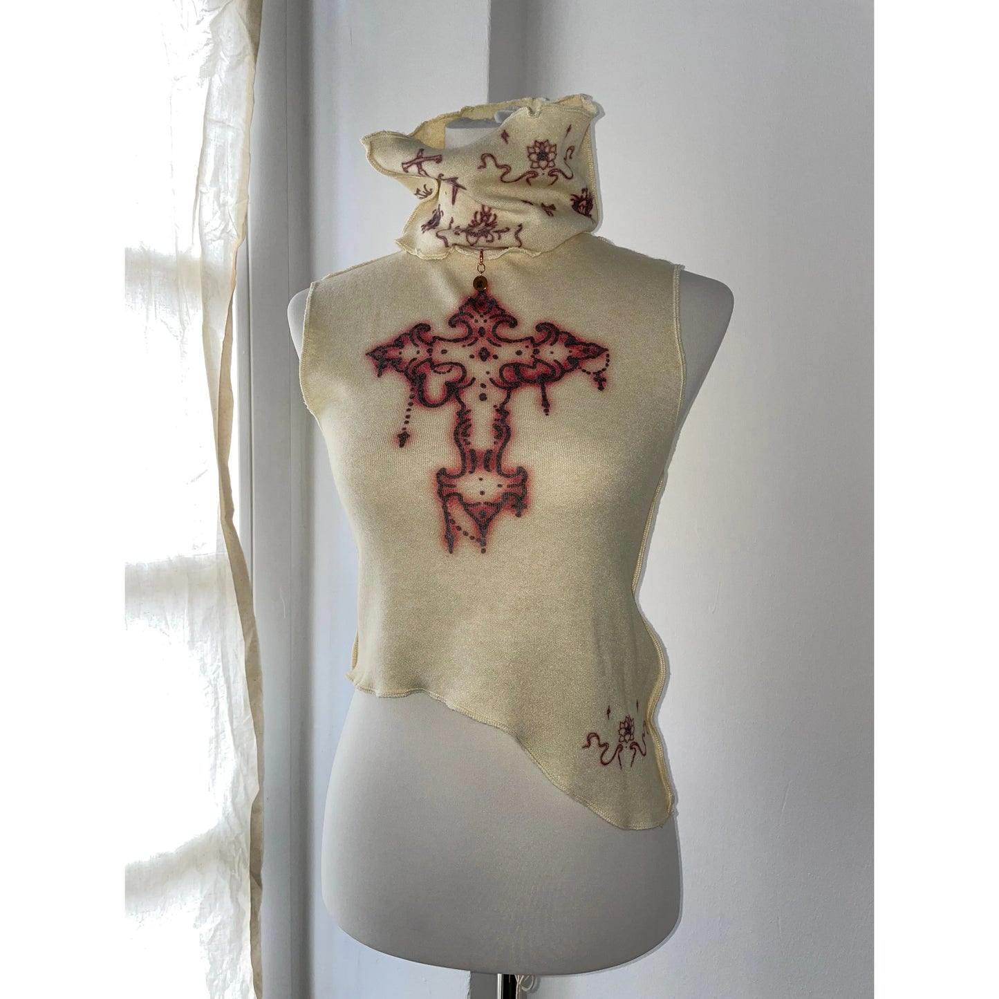 cross knit top 2-piece set