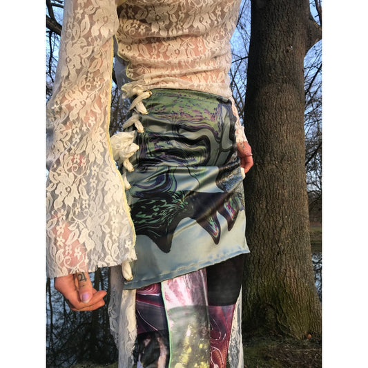 night of swirls lace-up skirt