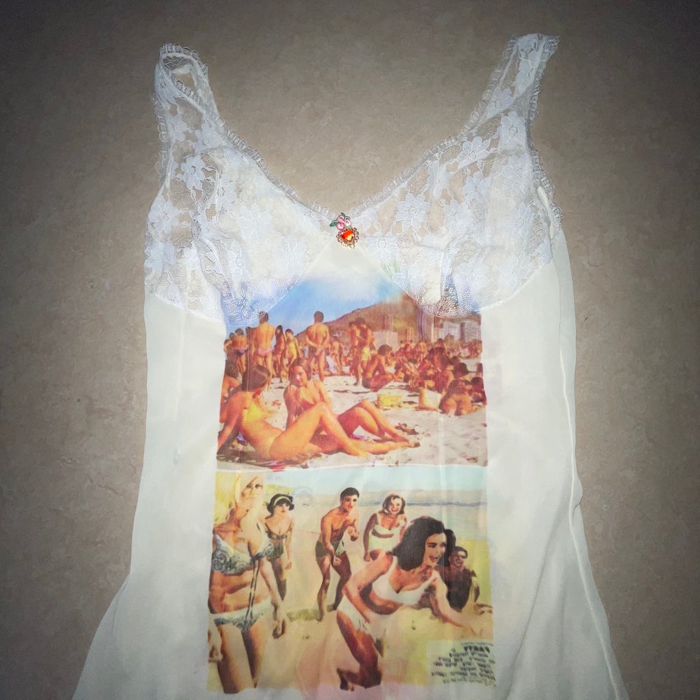 beach scene reworked slip dress