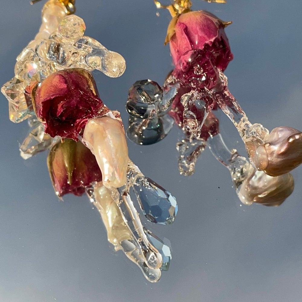 wet rose earrings