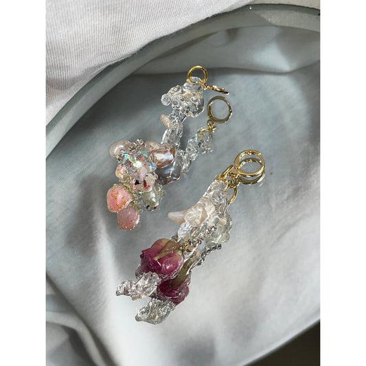 wet rosebud earrings