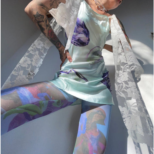 mother of pearl satin slip dress mint