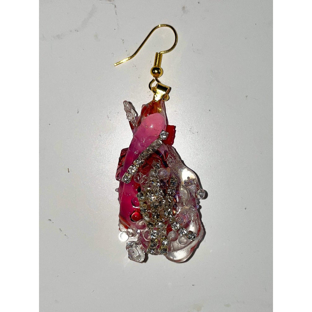 pink cluster earrings