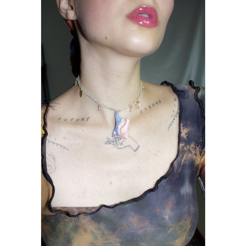 future cyborg rhinestone choker