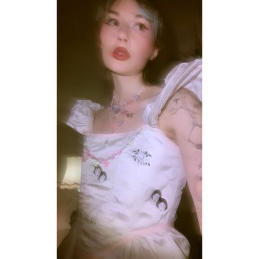 angelic cream wild silk corset babydoll