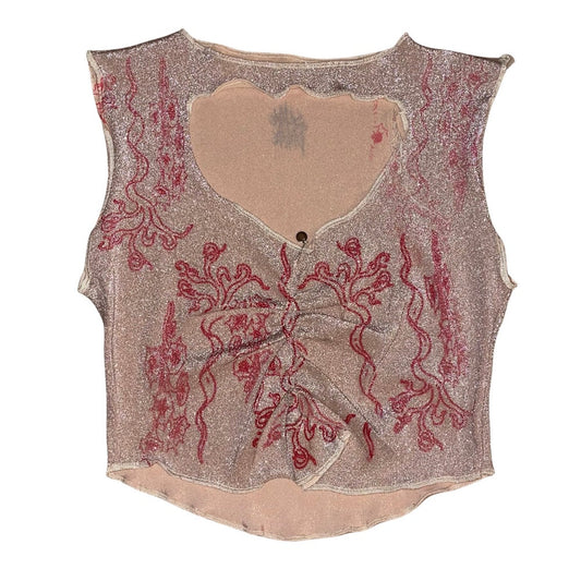 celestial glitter cut-out top