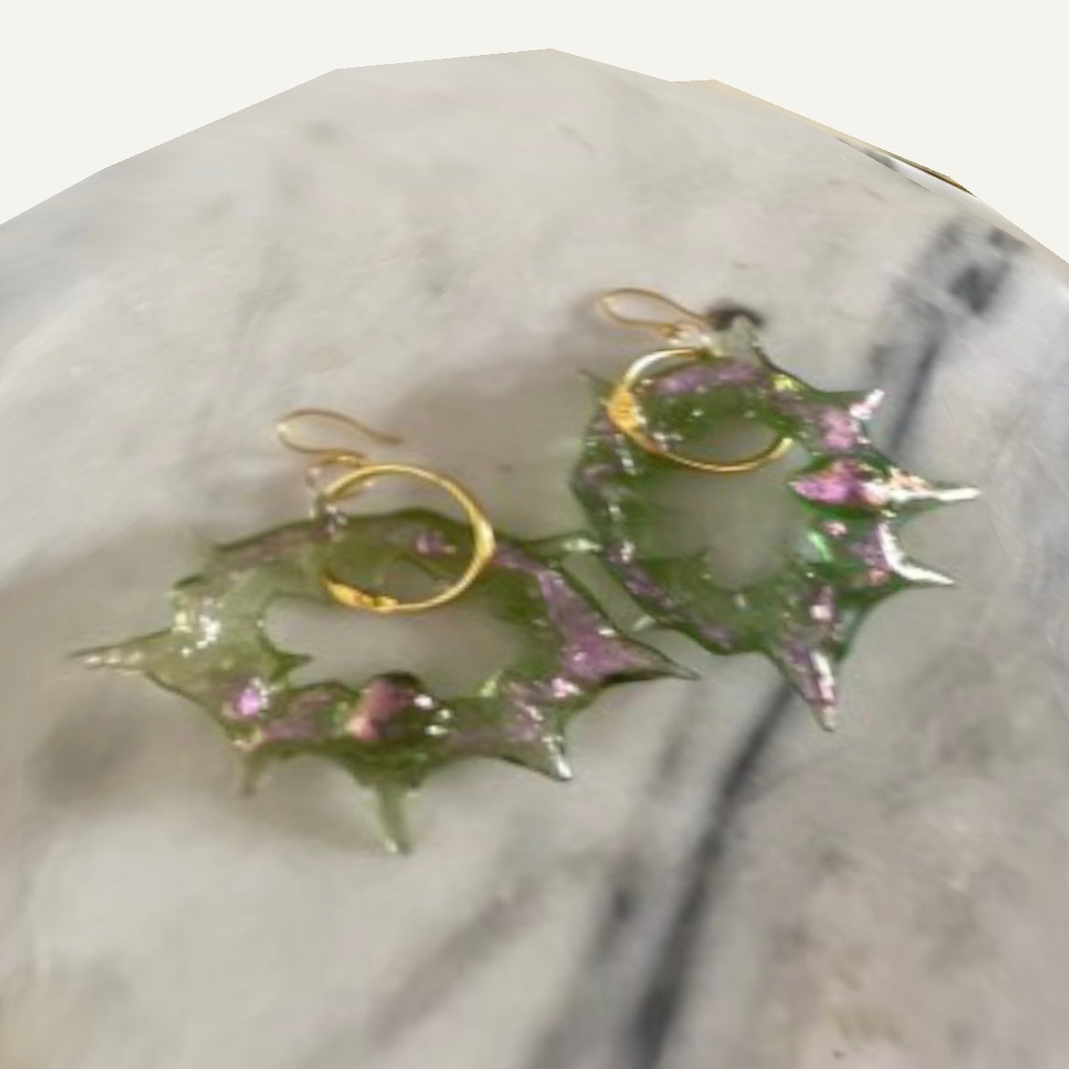 translucent iridescent cyberform earrings