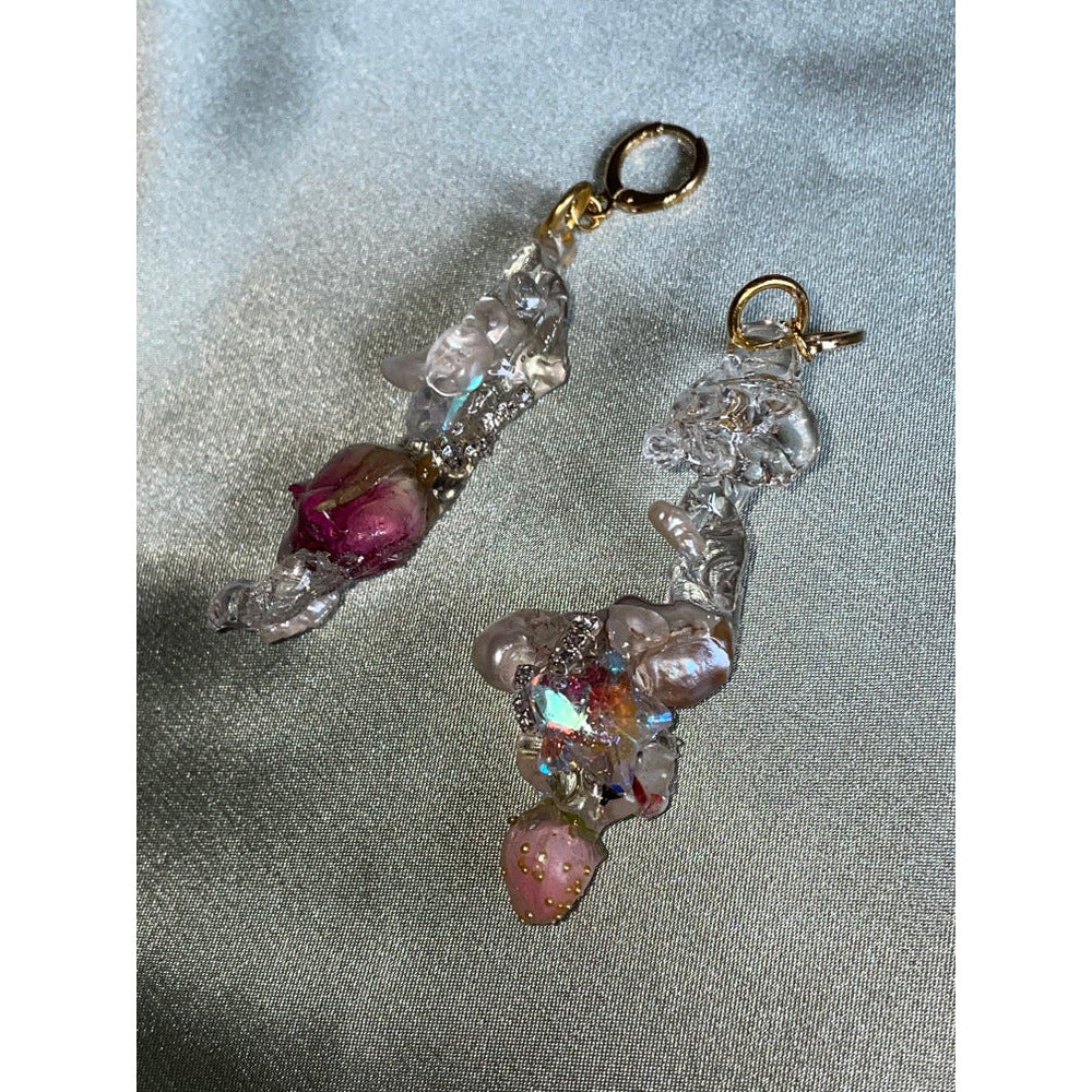 wet rosebud earrings