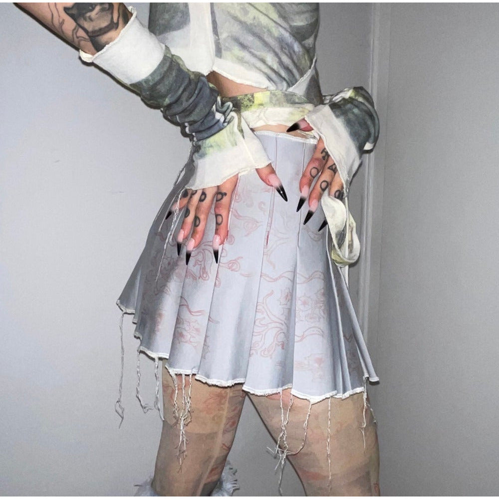 stone milk pleated skirt