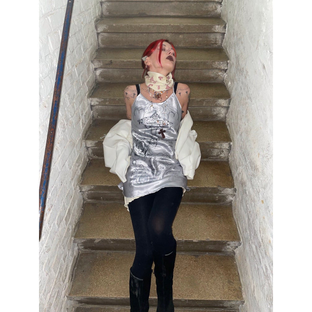 silver slipdress