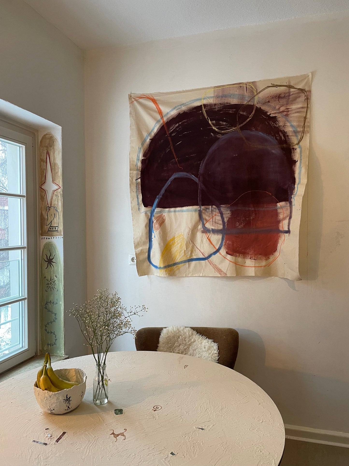 burgundy original canvas painting