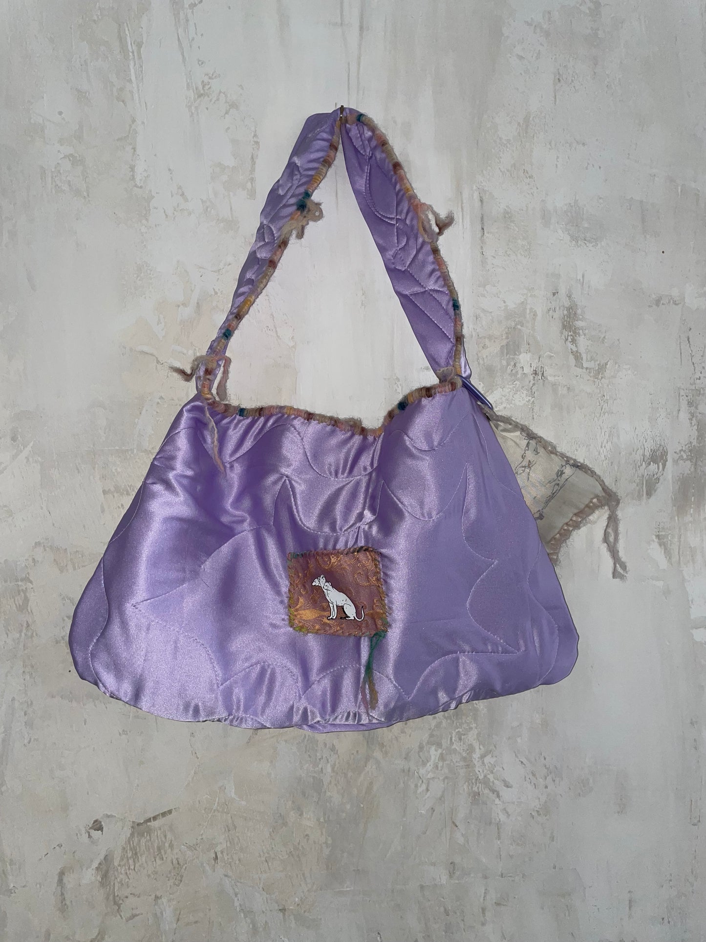 big lilac cloud silk bag
