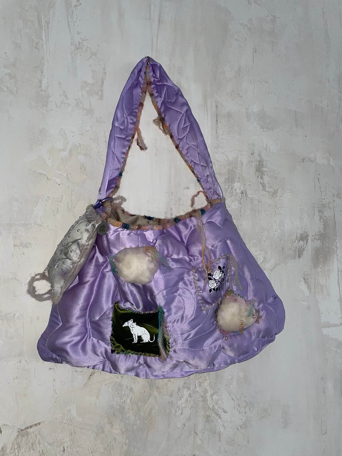 big lilac cloud silk bag