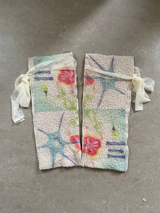 wool printed leg warmers