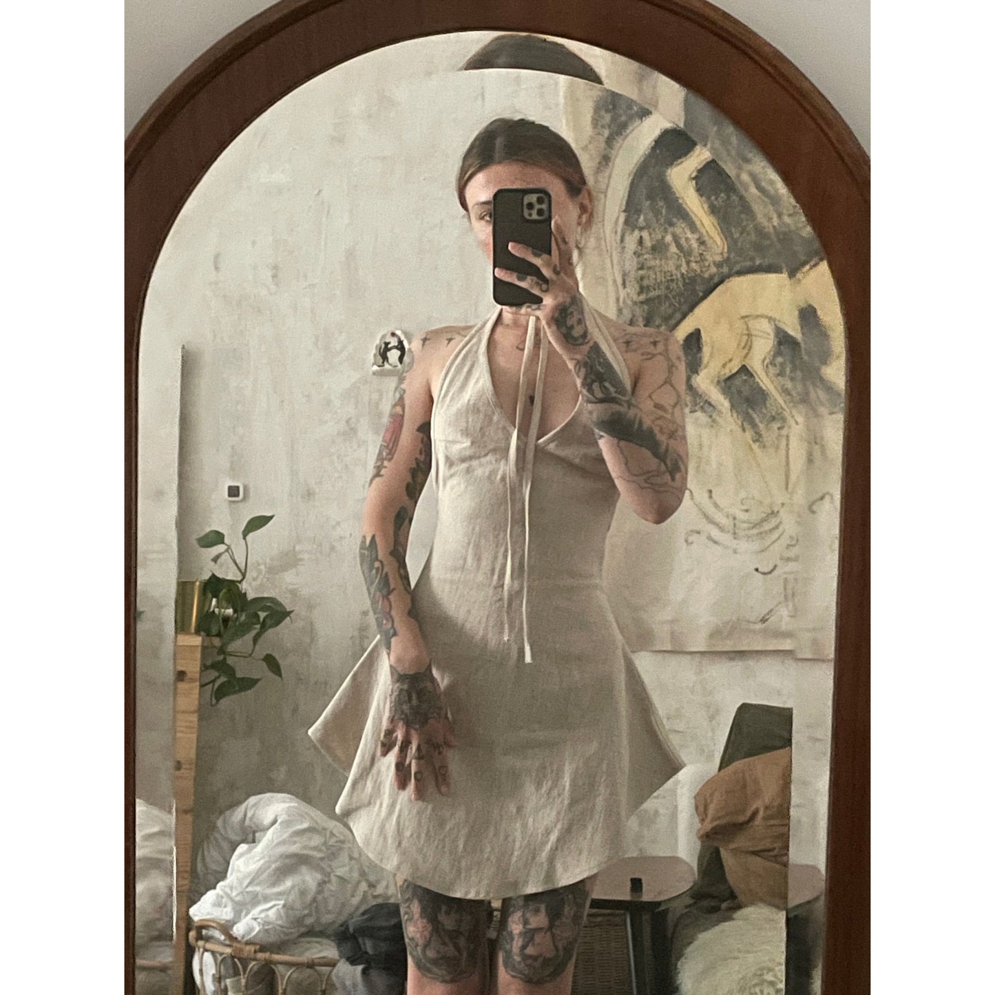 enigma linen dress plain