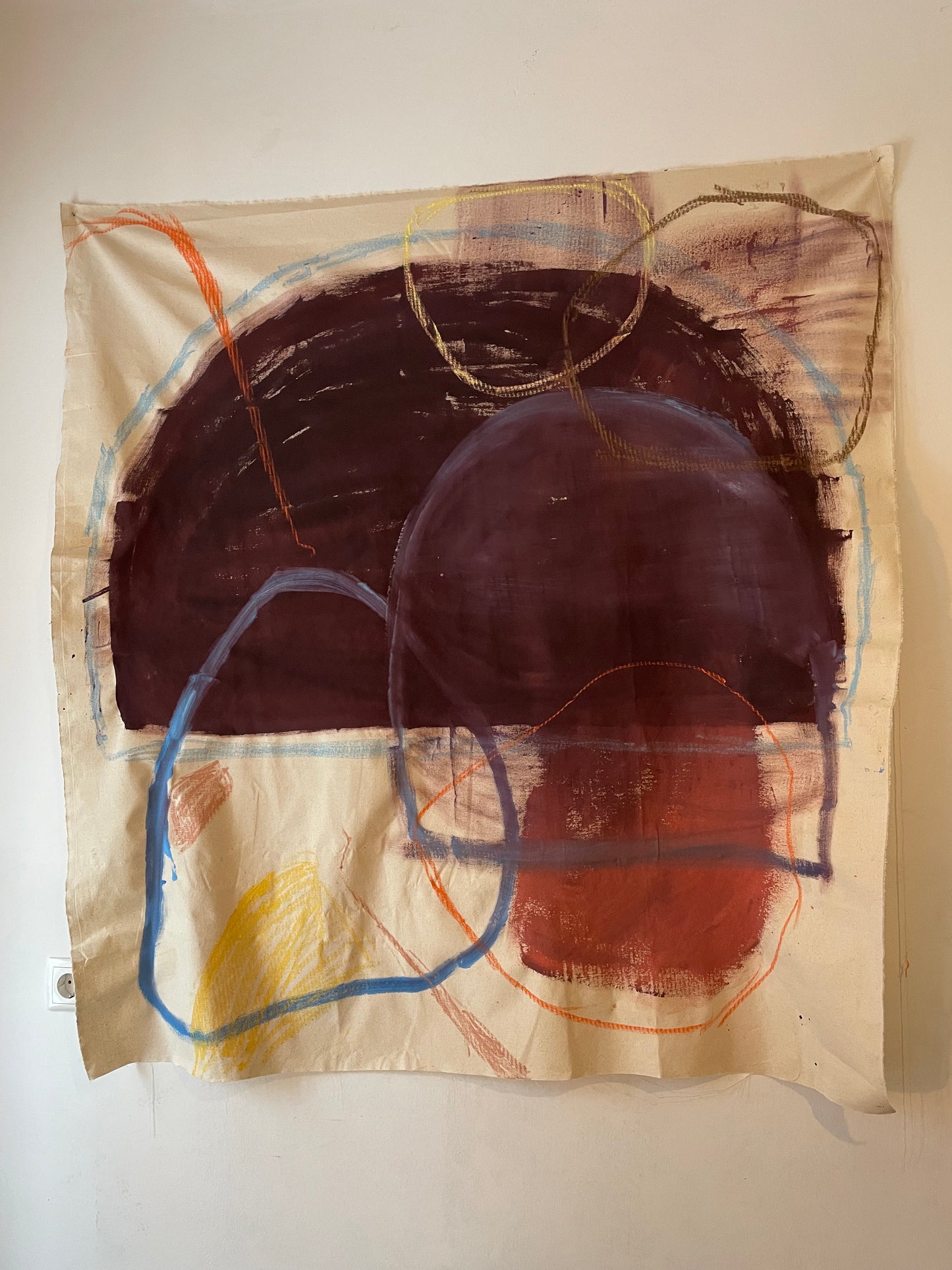 burgundy original canvas painting