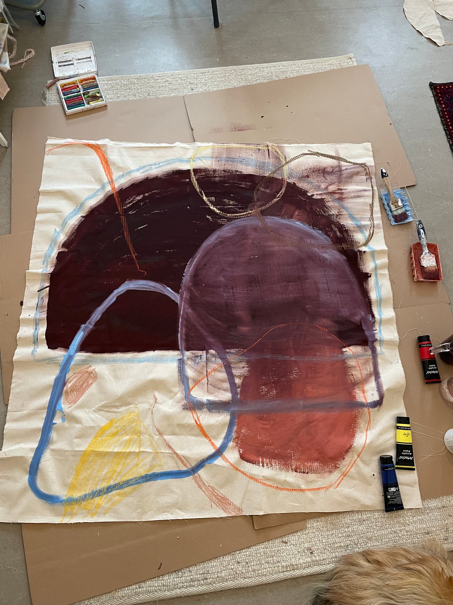 burgundy original canvas painting