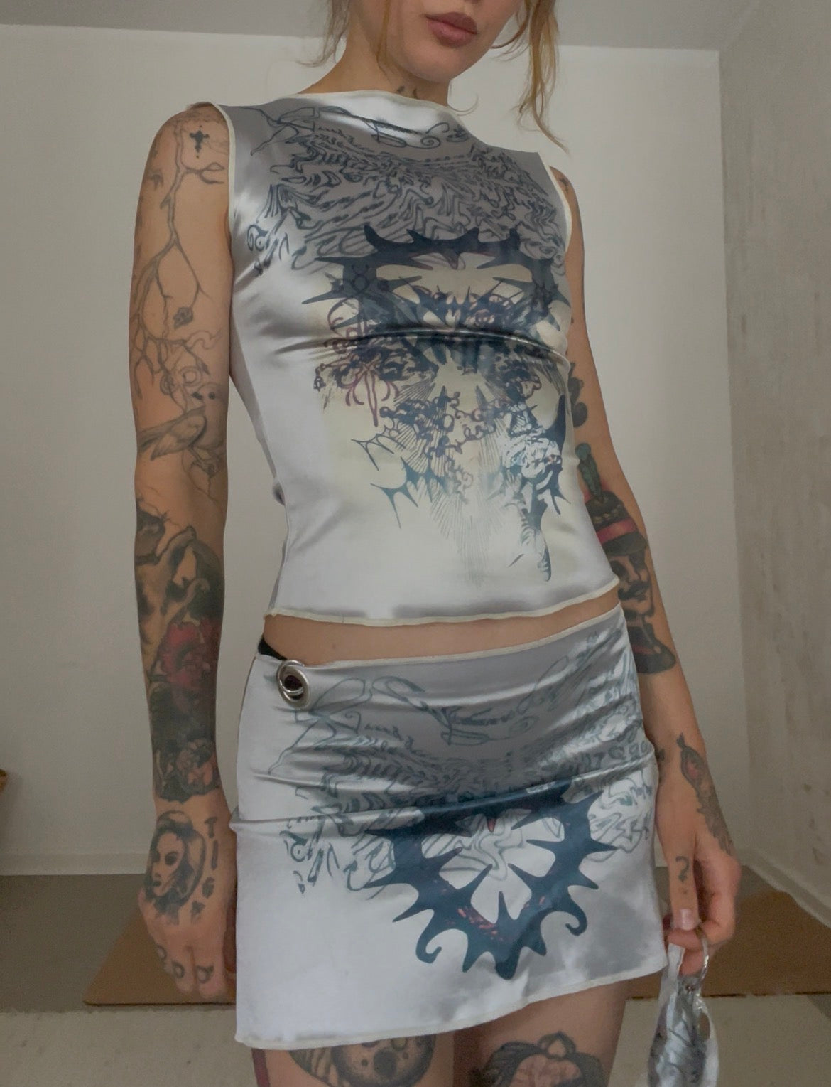 core silver miniskirt