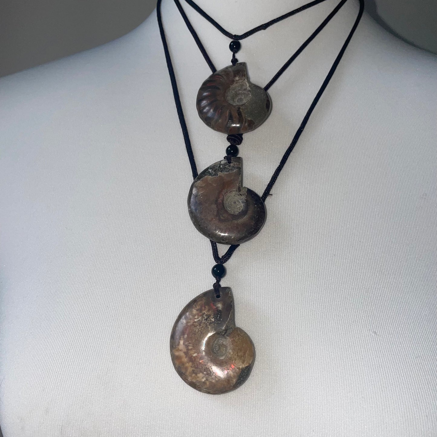 iridescent ammonite fossile necklace