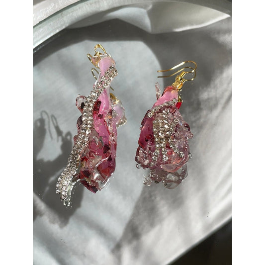 pink cluster earrings