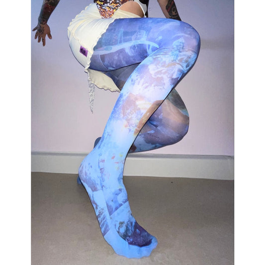 cosmic pool handprinted tights