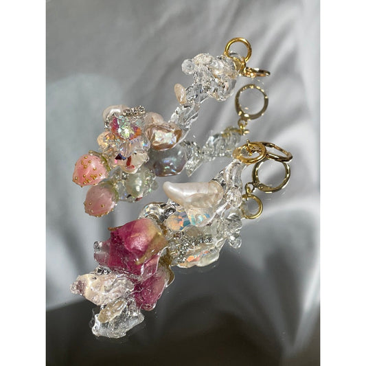 wet rosebud earrings