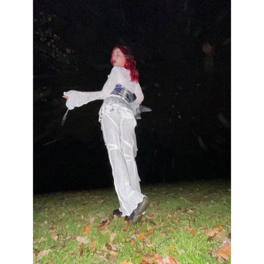angel knit tie-up pants