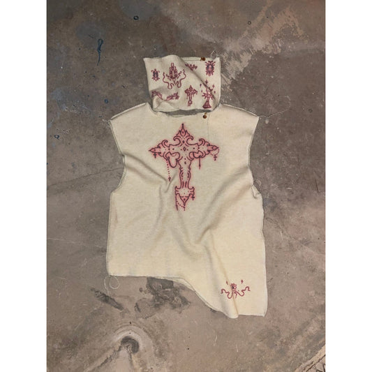 cross knit top 2-piece set