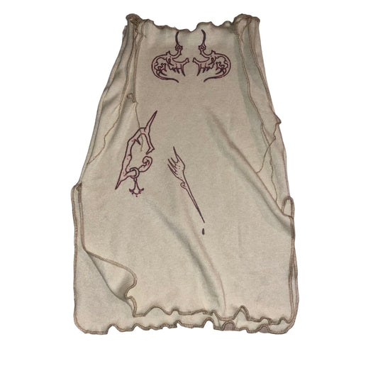 red artifacts knit skirt