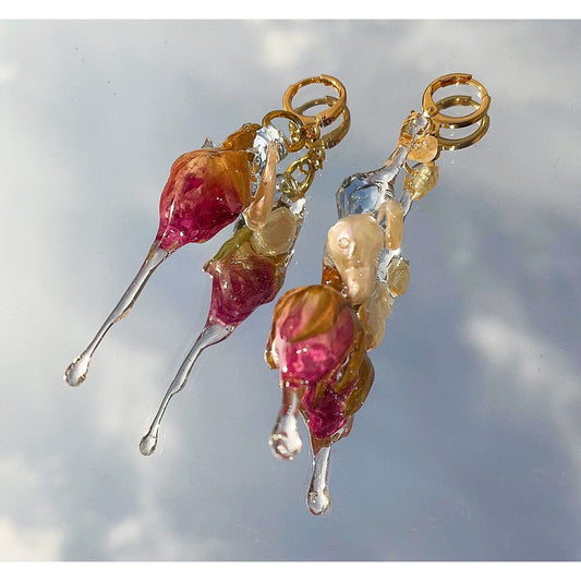 wet rosebud earrings 2